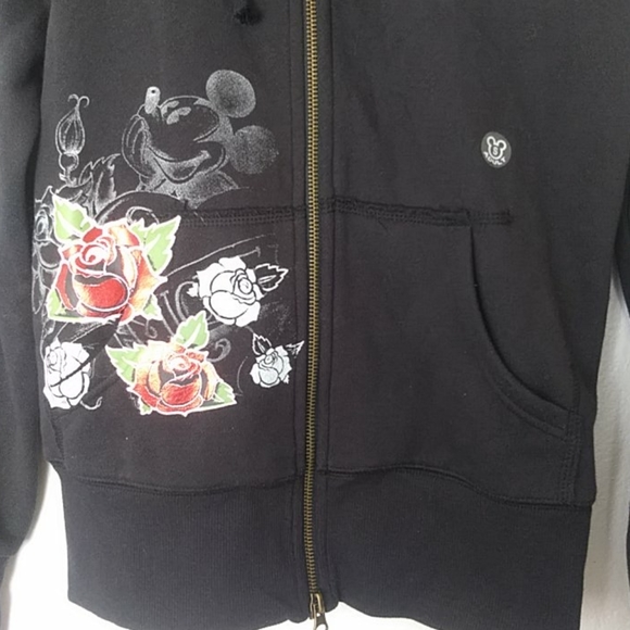 Disney Resort Black Multicolor Mickey Mouse Floral Decal hoodie size Small - Picture 8 of 11